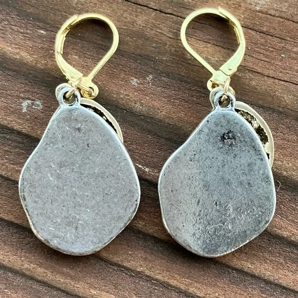 Vintage Two Tone Rhinestone Dangle Earrings - Picture 2 of 2